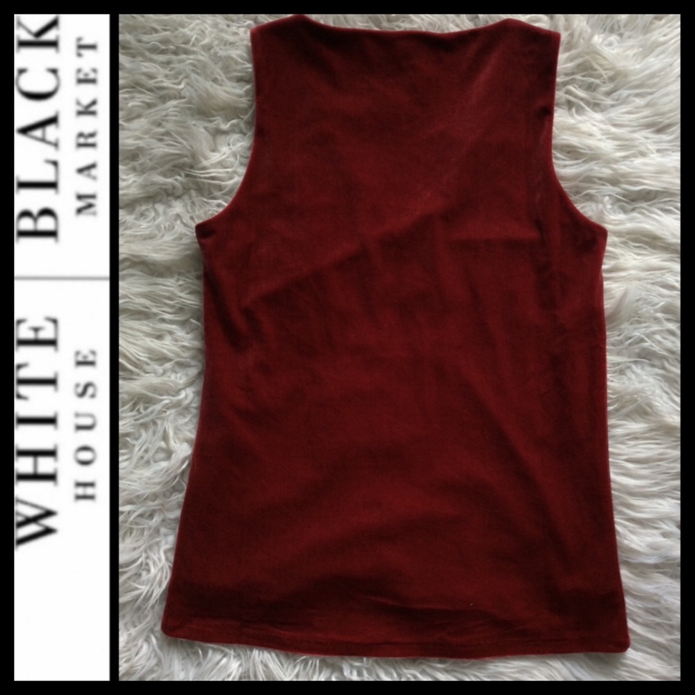 WHBM V-Neck Velvet Shell, Red - Picture 5 of 6